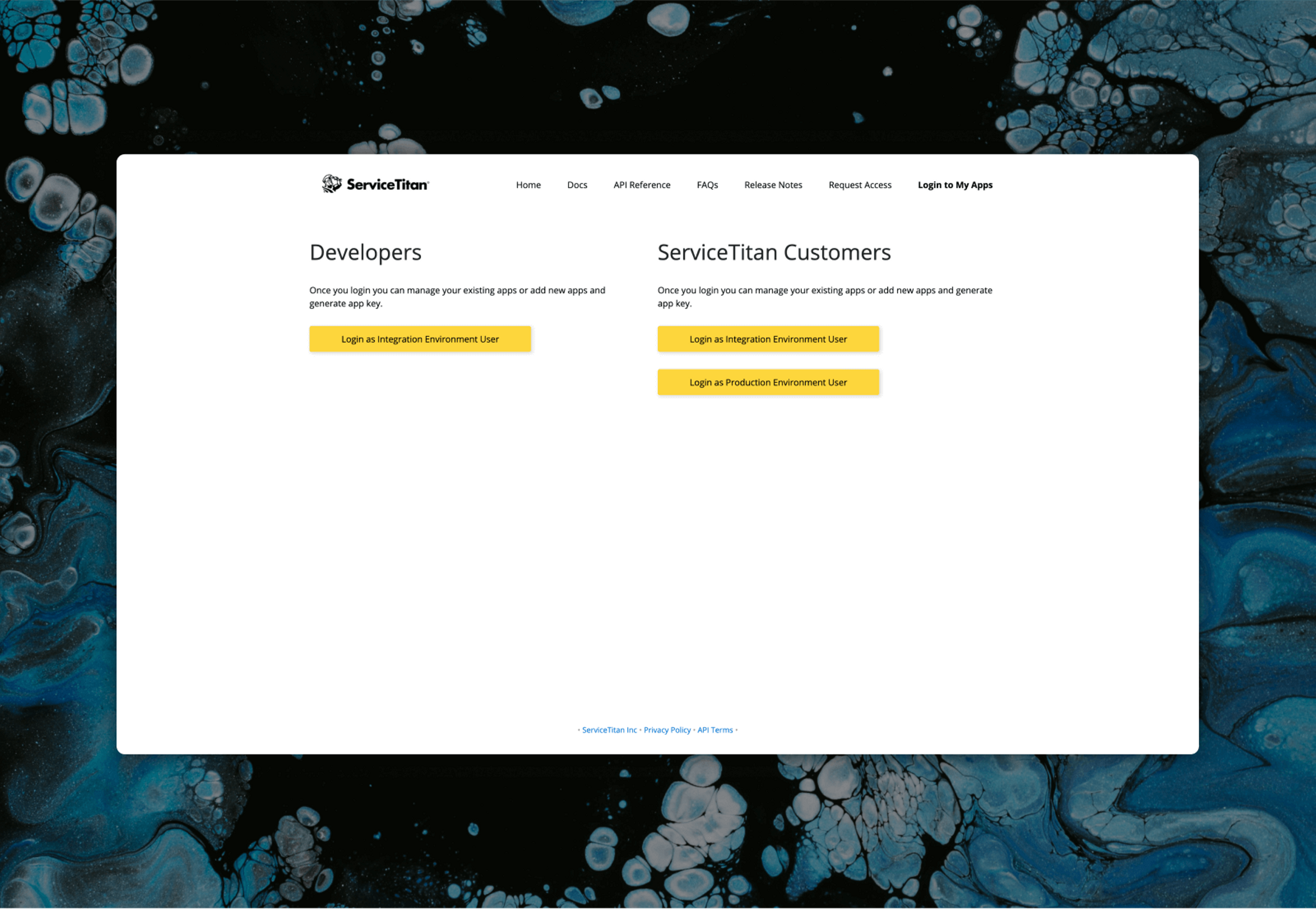 Logging into ServiceTitan to get API credentials or tokens